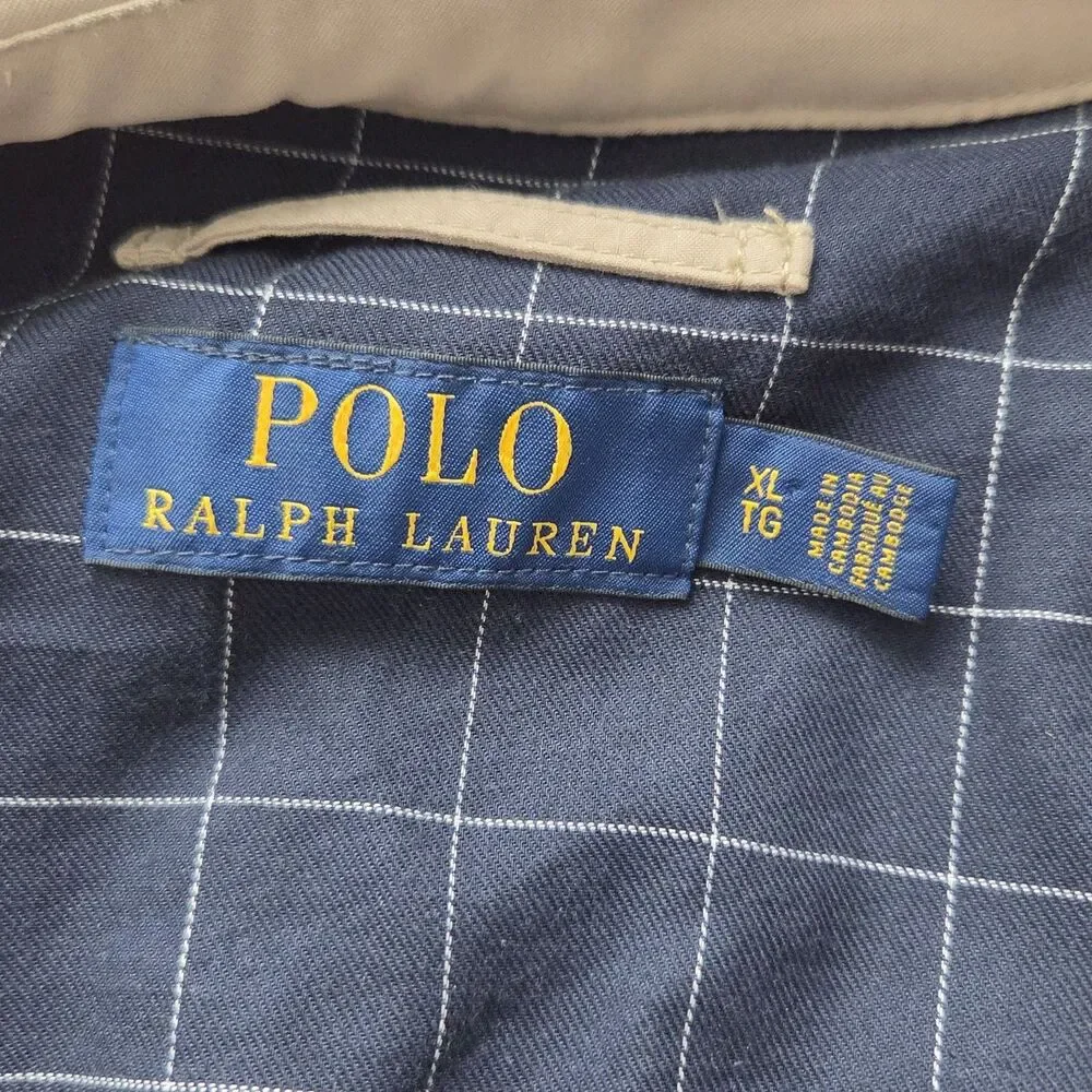 Polo Ralph Lauren Men's tan Bi-Swing Windbreaker Jacket Plaid Inlay Size XL/ TG